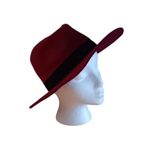 Pugs‎ Burgundy Felts Black Trim Wide Brim men's Trilby Hat One Size Fits Most